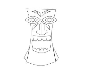 Hawaiian totem black and white clipart