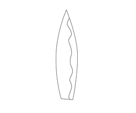 Surfboard black and white clipart