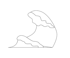 Cartoon waves black and white clipart