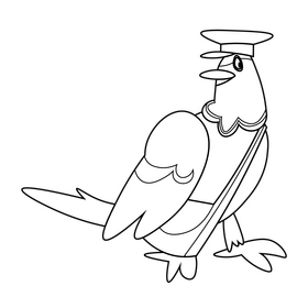 Cartoon pigeon postman black and white clipart