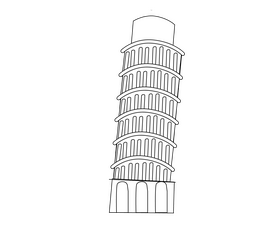 Leaning Tower of Pisa black and white clipart free download