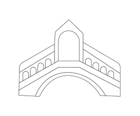 Italian bridge black and white clipart