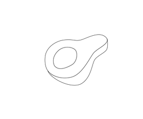 Cartoon avocado slice black and white clipart