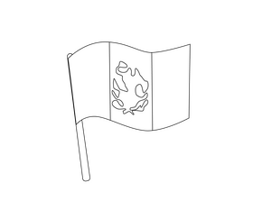 Mexico flag drawing black and white clipart