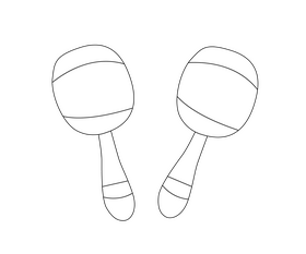 Cartoon Mexican maracas black and white clipart