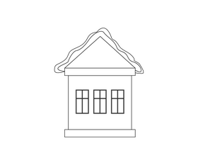 Cartoon Norwegian house black and white clipart
