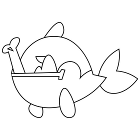 Cartoon piranha with bone black and white clipart