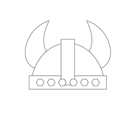 Norwegian viking helmet black and white clipart