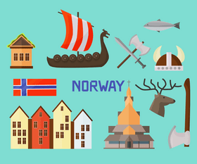 Norway, Norwegian symbols vector