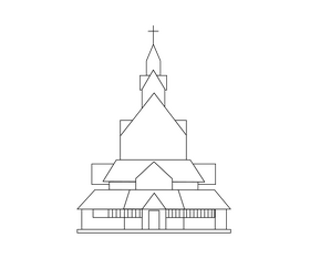 Norwegian temple black and white clipart