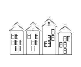Free Norwegian houses black and white clipart