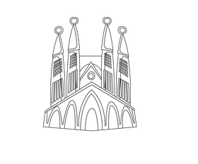 Spanish temple black and white clipart