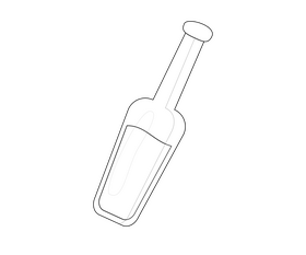 Bottle of Spanish wine black and white clipart