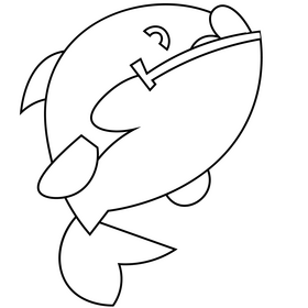 Cartoon piranha happy drawing black and white clipart