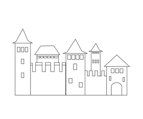 Ukrainian castles black and white clipart