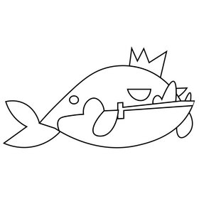 Piranha king black and white clipart