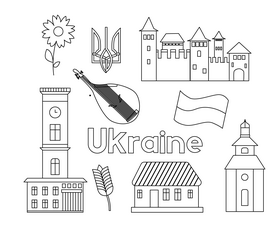Bandura Ukrainian musical instrument black and white vector
