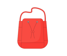Red cartoon bucket bag clipart