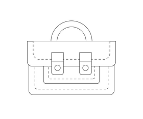 Free satchel bag black and white clipart