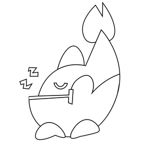 Printable piranha sleepy black and white clipart