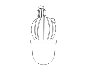 Cactus drawing black and white clipart