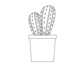 Cactus illustration black and white clipart