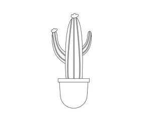 Cactus with flowers black and white clipart
