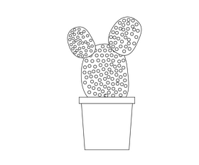 Cartoon cactus black and white clipart