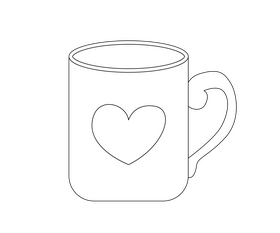 Valentine's Day mug with heart black and white clipart