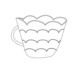 Cartoon cup black and white clipart