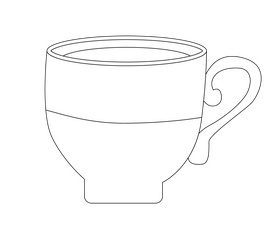 Cup of coffee drawing black and white clipart