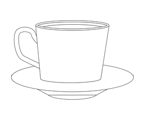 Free cup on plate black and white clipart
