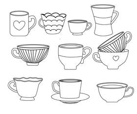 Mug cups black and white vector