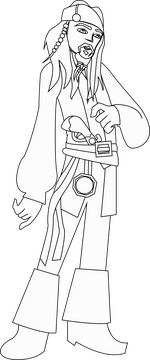 Jack Sparrow black and white clipart