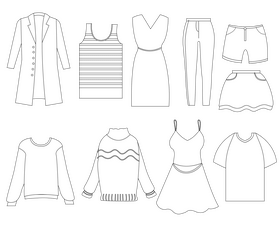 Women wear set, women clothes black and white vector free download