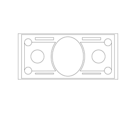 Cartoon dollar bill black and white clipart