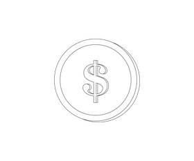 Dollar coin black and white clipart