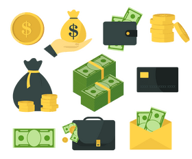 Money, coins, cash bags vector
