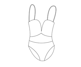 Girls swimwear black and white clipart