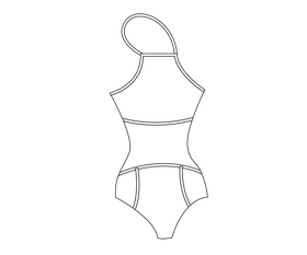 Women swimming suit black and white clipart