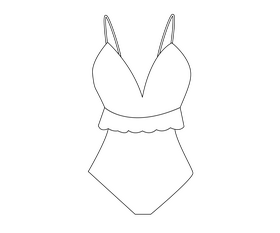 Women swimming suit black and white clipart