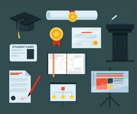 Education set, college, university vector
