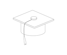 Graduation cap illustration black and white clipart