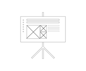 Presentation board with charts black and white clipart