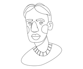 African American man with big lips black and white clipart