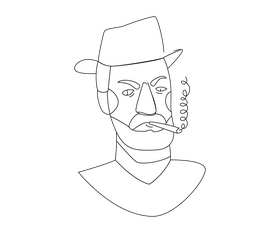 Smoking African American black man black and white clipart