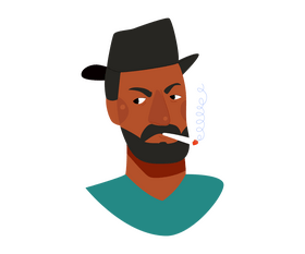 Smoking African American black man clipart