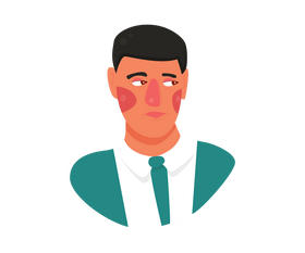 Cartoon shy brunette guy in a jacket clipart