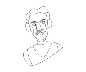 Redhead old man with mustache free black and white clipart