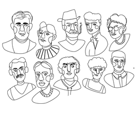 Adult male portraits black and white vector